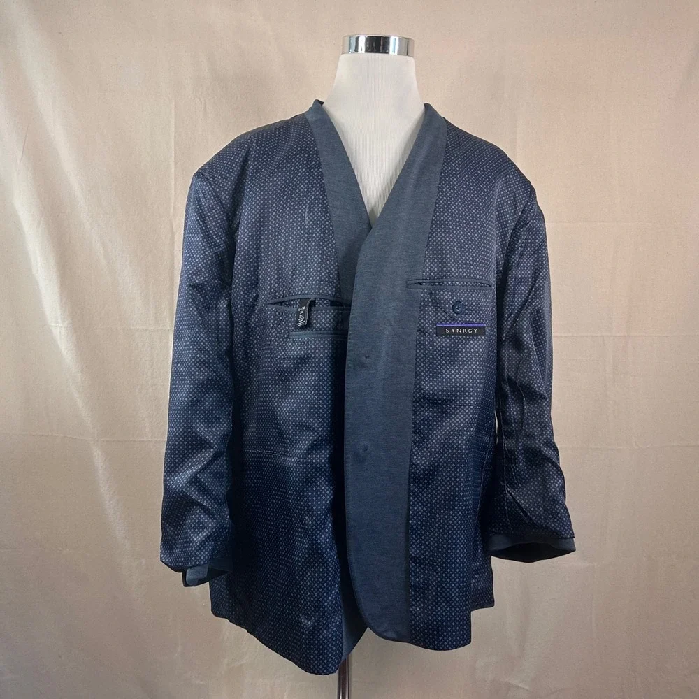 SYNRGY 3XL 54 56 Sport Coat Poly Rayon Blend Blue Two Button  Vented Formal